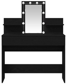Mesa de Maquiagem vidaXL com LED Carvalho Preto 100x40x130 cm
