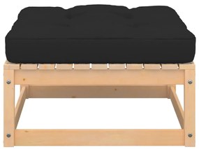 Apoio de pés p/ jardim c/ almofadões 2 pcs pinho maciço