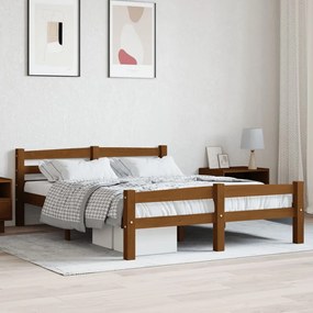 Estrutura de cama 140x200 cm pinho maciço castanho mel