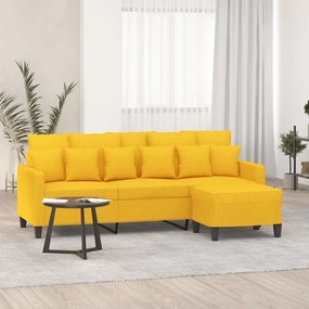 vidaXL Sofá de 3 lugares com apoio de pés 180 cm tecido amarelo-claro