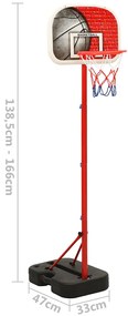 Conjunto portátil de basquetebol ajustável 138,5-166 cm