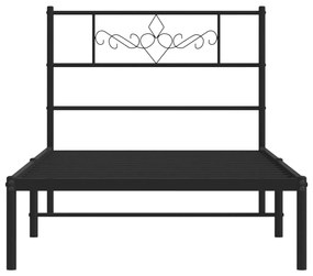 Estrutura de cama com cabeceira 100x200 cm metal preto