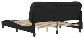 Estrutura cama c/ cabeceira 160x200 cm couro artificial preto