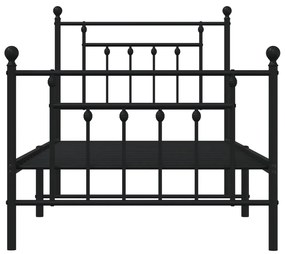 Estrutura de cama com cabeceira e pés 80x200 cm metal preto