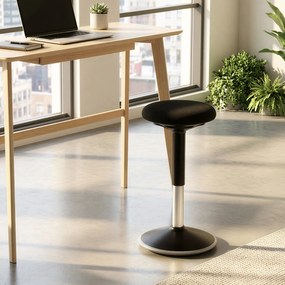 Banco de escritório, ajustável em altura, banco ergonómico para trabalhar em pé Preto