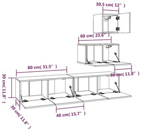 Conjunto móveis de TV 4 pcs madeira processada carvalho sonoma