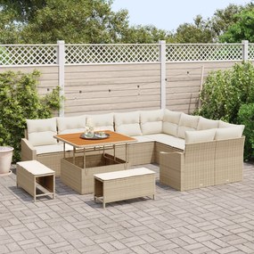 Conjunto de Sofás para Jardim vidaXL de 12 Peças com Almofadas em Rattan Polipropileno Bege