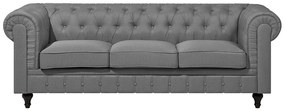 Sofá de 3 lugares em tecido cinzento claro CHESTERFIELD BIG Beliani