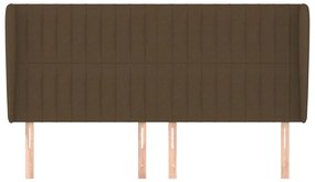 Cabeceira cama c/ abas tecido 183x23x118/128 cm castanho-escuro