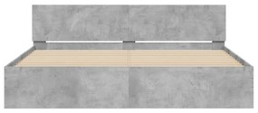 Estrutura de cama com cabeceira 200x200 cm cinzento cimento