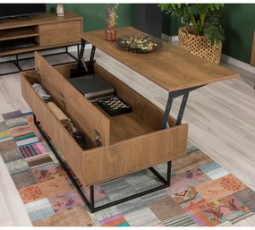 Conjunto de Mobiliário de Sala de Estar Laxus – Nogueira/Preto – TV: 1