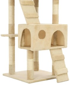 Árvore para gatos c/ postes arranhadores sisal 170 cm bege