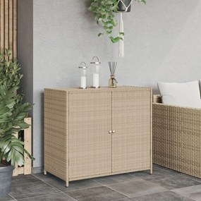 Armário de arrumação p/ jardim 83x45x76 cm vime PE bege