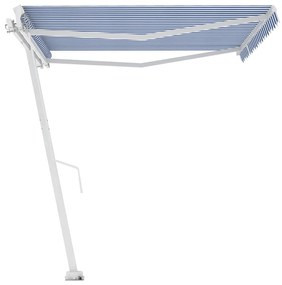 Toldo retrátil manual independente 400x350 cm azul e branco