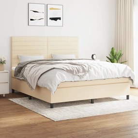 vidaXL Cama com molas/colchão 180x200 cm tecido cor creme