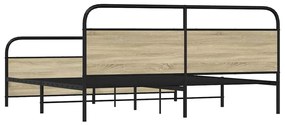 Estrutura de cama sem colchão 200x200cm metal carvalho sonoma