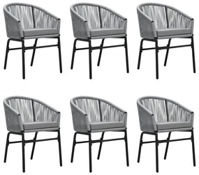 7 pcs conjunto de jantar para jardim cinzento