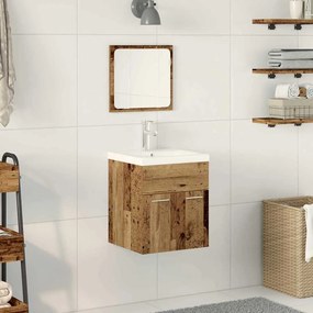 vidaXL Conjunto de Móveis pra Banheiro com porta 3 pcs Madeira Antiga