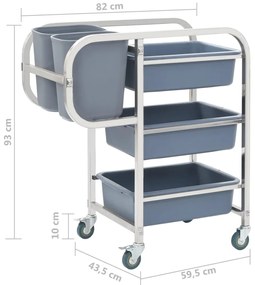 Carrinho de cozinha com recipientes de plástico 82x43,5x93 cm