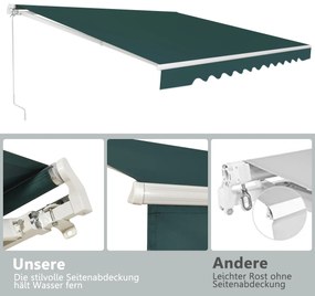 Toldo com manivela toldo varanda proteção solar toldo braço articulado 400 x 250 cm vinho tinto