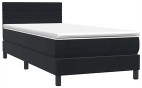 Cama com molas/colchão 80x220 cm veludo preto