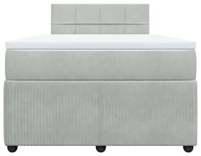 Cama boxspring com colchão 120x190 cm veludo cinzento-claro