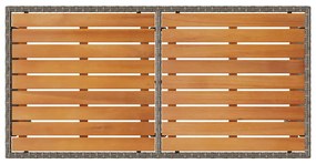 3 pcs conjunto de jantar p/ jardim c/ almofadões vime PE cinza