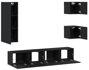 Conjunto de 5 Peças de Gabinete para TV vidaXL Carvalho Preto Madeira