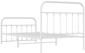 Estrutura de cama com cabeceira e pés 100x200 cm metal branco