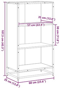 Estante 60x35x107,5 cm derivados de madeira cinzento sonoma