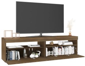 Móvel de TV com luzes LED 2 pcs 75x35x40 cm carvalho castanho