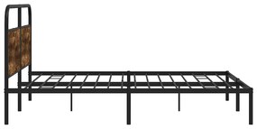 Estrutura de cama sem colchão 180x200cm metal carvalho fumado