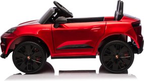 Carro elétrico para crianças até 5 anos Porsche Macan Turbo 12V, com bateria de lítio, Pneus de borracha, Controle remoto Vermelho