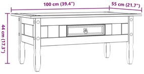Mesa de centro Corona pinho mexicano 100x55x44 cm cinzento