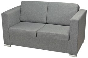 Conjunto de sofás, 3 pcs, tecido cinzento claro