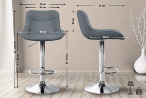 Banco alto em couro sintético com estrutura prateada 85-106 x 49 x 51 cm cinzento