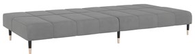 Sofá-cama de 2 lugares veludo cinzento-claro