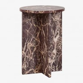 Pack De 2 Mesas De Cabeceira Redondas Ø35 Cm Em Mármore Mencia Mármore Vermelho Cherry Gold - Sklum