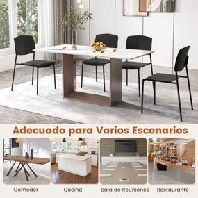 Conjunto de 4 cadeiras sem braços com encosto ergonómico e assento largo empilháveis para sala de jantar Carga 160 kg Preto