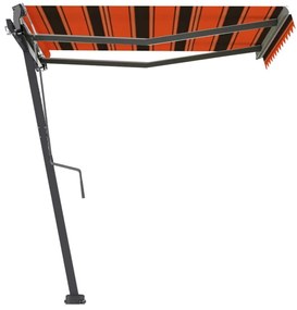 Toldo retrátil manual independente 350x250cm laranja e castanho