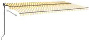 Toldo retrátil automático com postes 6x3 m amarelo e branco