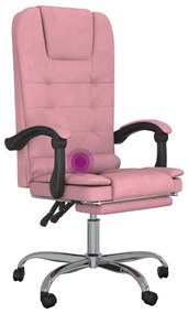 Cadeira de massagens reclinável p/ escritório veludo rosa