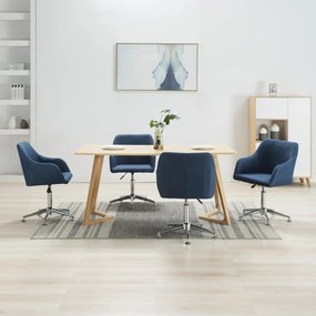 vidaXL Cadeiras de jantar giratórias 4 pcs tecido azul