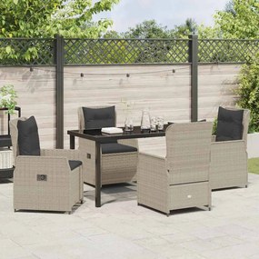 Conjunto de Jantar para o Jardim com 5 Peças Cinza Claro em Rattan Sin