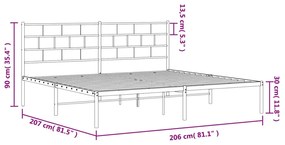 Estrutura de cama com cabeceira 200x200 cm metal branco