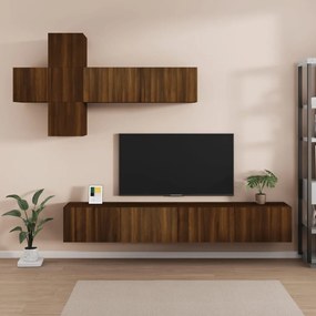 vidaXL Conjunto móveis de TV 7pcs madeira processada carvalho castanho