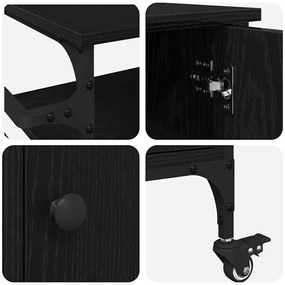 Carrinho de Cozinha Carvalho Preto 87,5x38,5x84,5 cm Madeira de Engenh