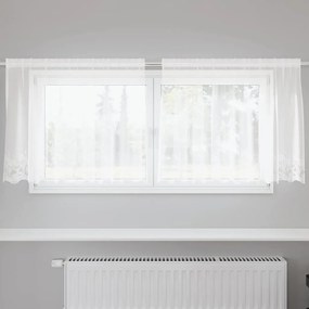 vidaXL Cortinas com cortinas Floral Branco 200 x 100 cm Poliéster