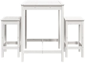 3 pcs conjunto de bar para jardim pinho maciço branco