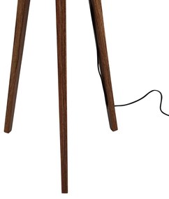 Candeeiro de Pé em Madeira de Nogueira com Abajur de Veludo, Design de Peixe, 50cm - Tripod Classic Clássico / Antigo,Rústico